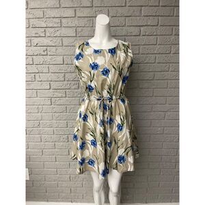 Yull Floral Linen Short Sleeve Dress Mini Size 8